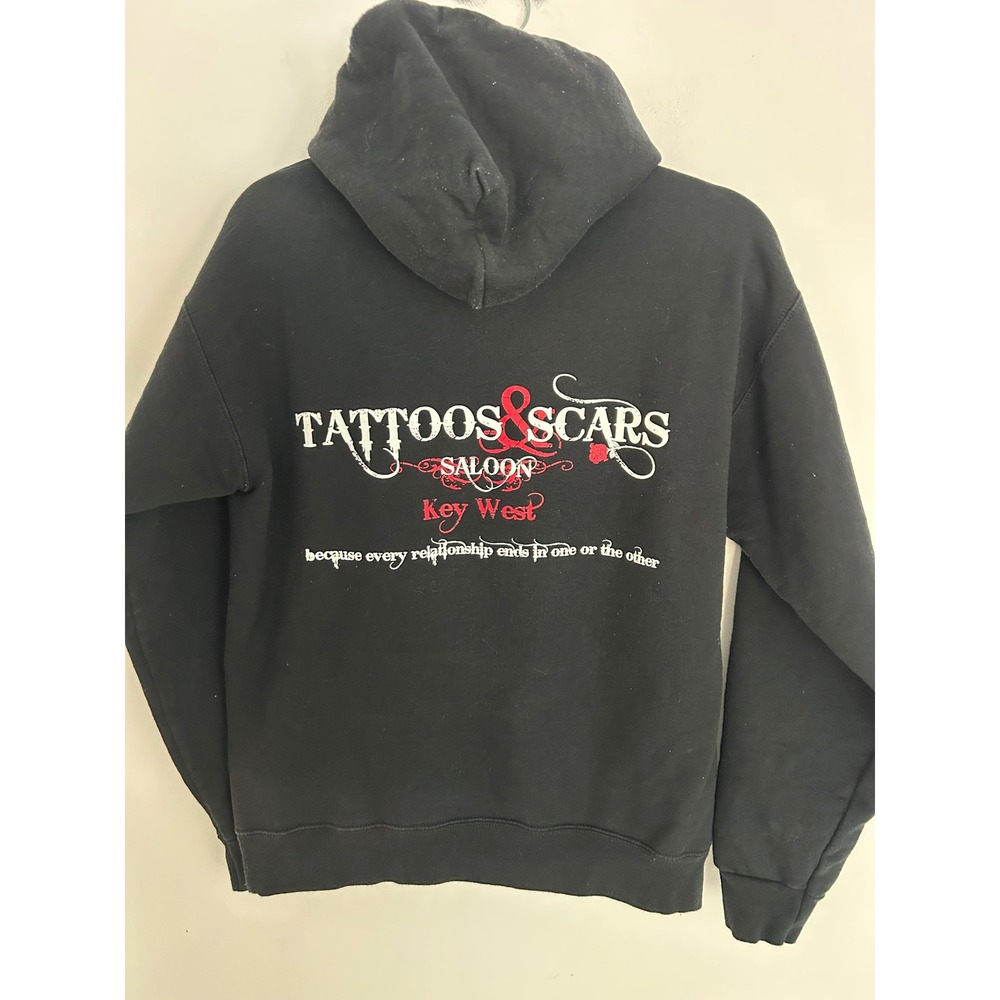 Hanes Tattoos & Scars‎ Saloon Key West Hoodie Black Pullover Small